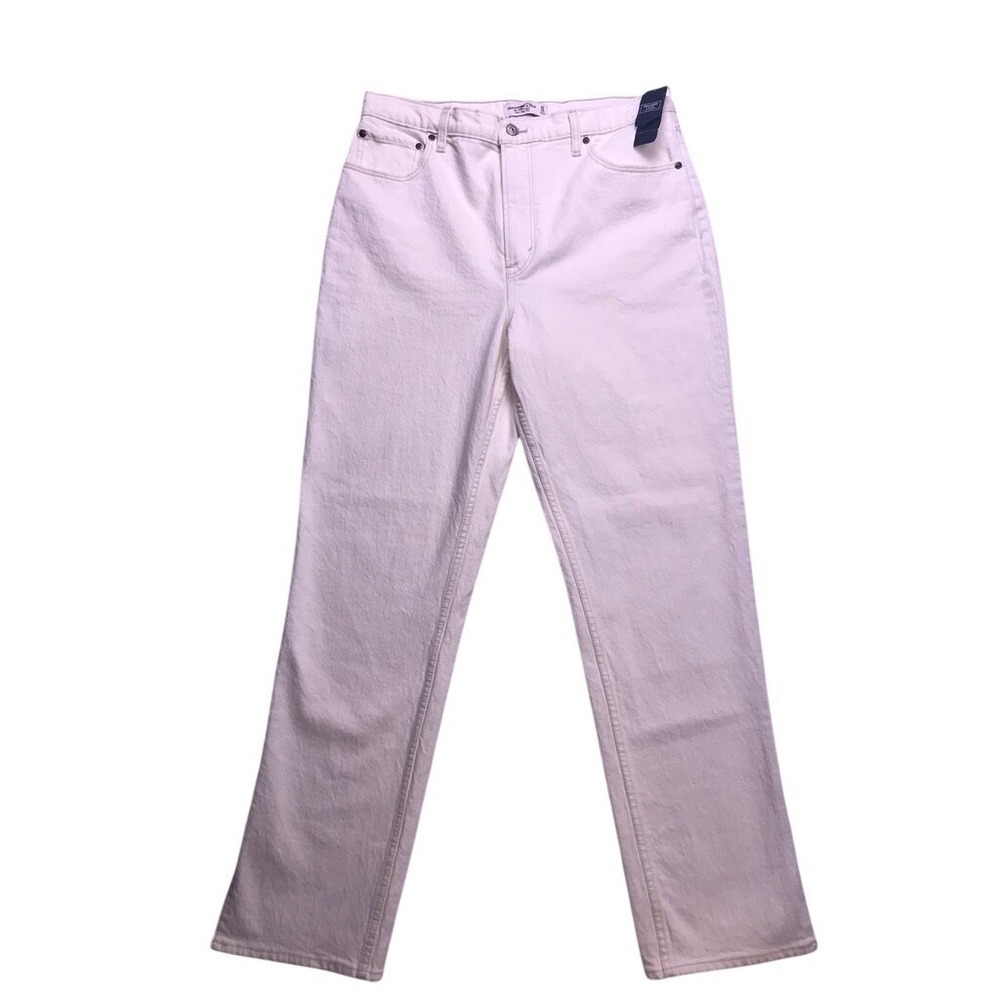 Abercrombie & Fitch 90s Straight Jeans‎ Womens 32/14R White NEW Ultra High Rise